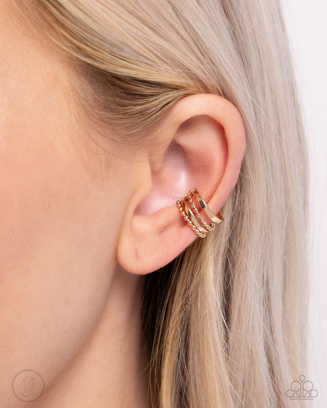 STACKED SPECTACLE EARRING CUFFS – GOLD – 1313
