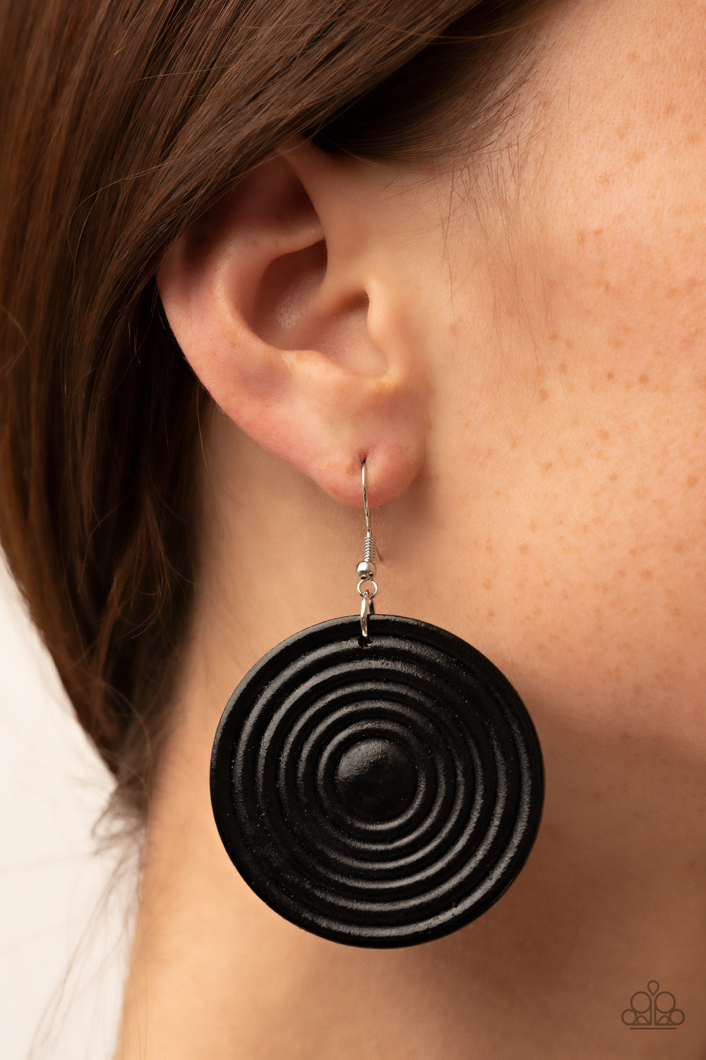 CARIBBEAN CYMBAL - BLACK EARRING - PAPARAZZI – 1297