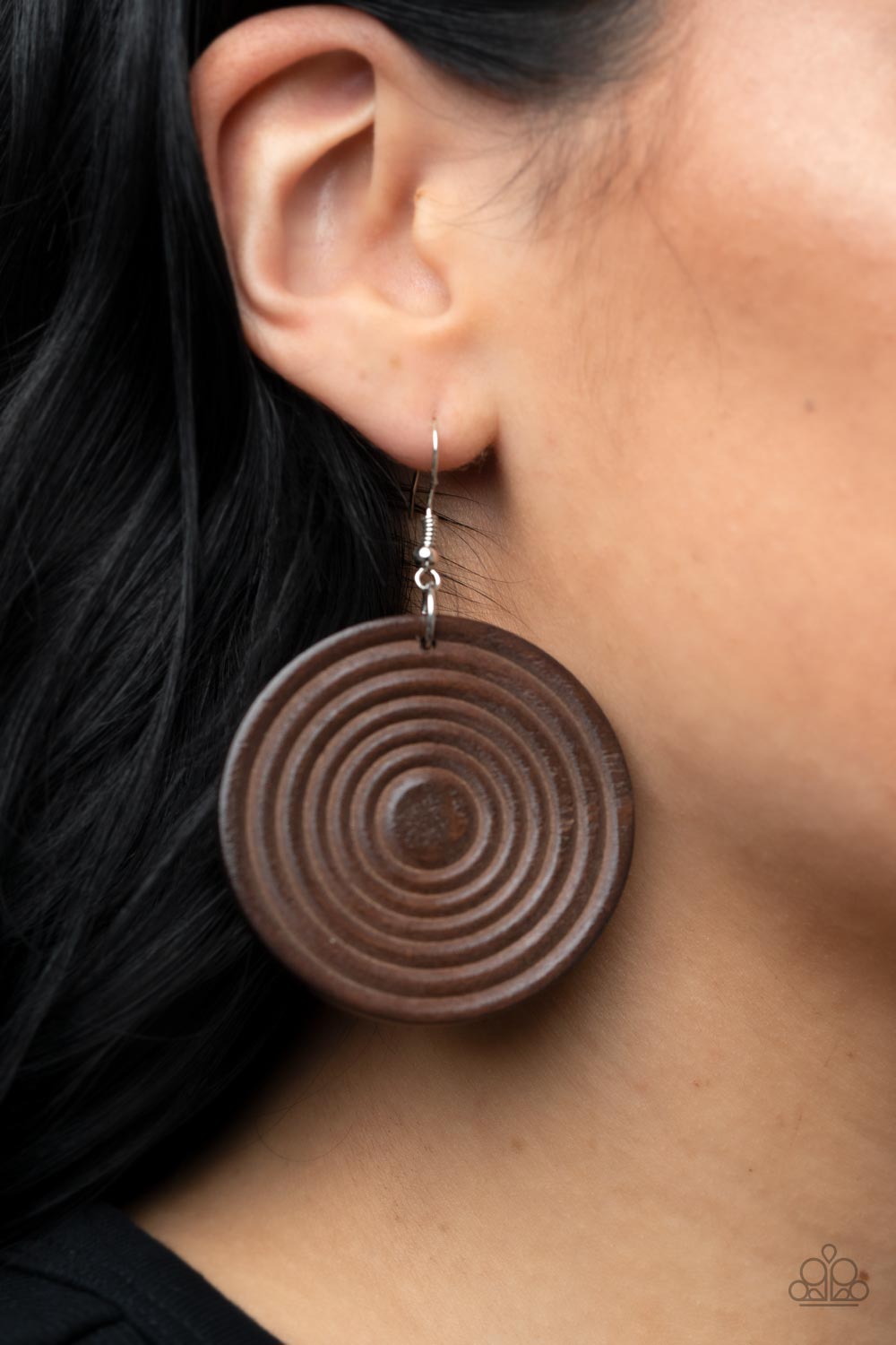 CARIBBEAN CYMBAL - BROWN EARRING - PAPARAZZI – 1298