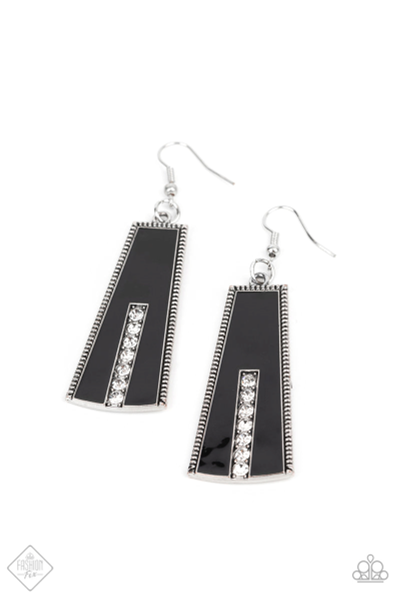 DEMANDINGLY DECO - BLACK EARRING- FIERCELY 5TH AVENUE - 1524