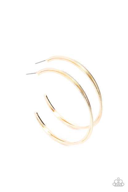 MONOCHROMATIC CURVES - GOLD HOOP EARRINGS - PAPARAZZI – 1295