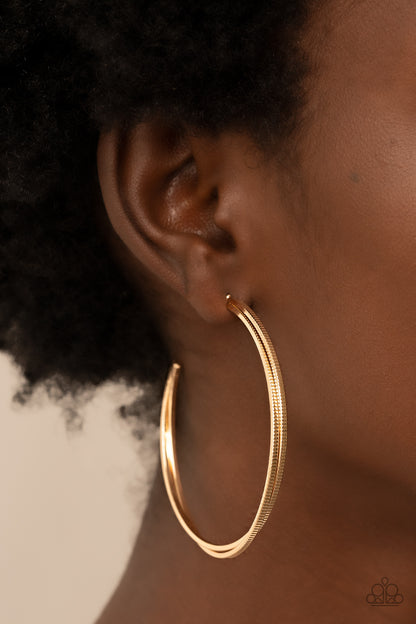 MONOCHROMATIC CURVES - GOLD HOOP EARRINGS - PAPARAZZI – 1295