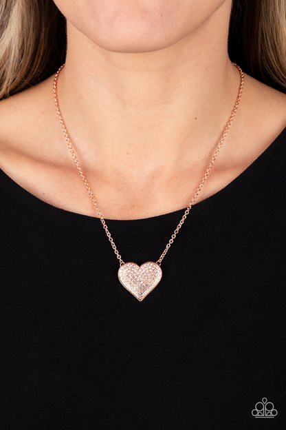 SPELLBINDING SWEETHEART - ROSE GOLD NECKLACE - PAPARAZZI - 1848