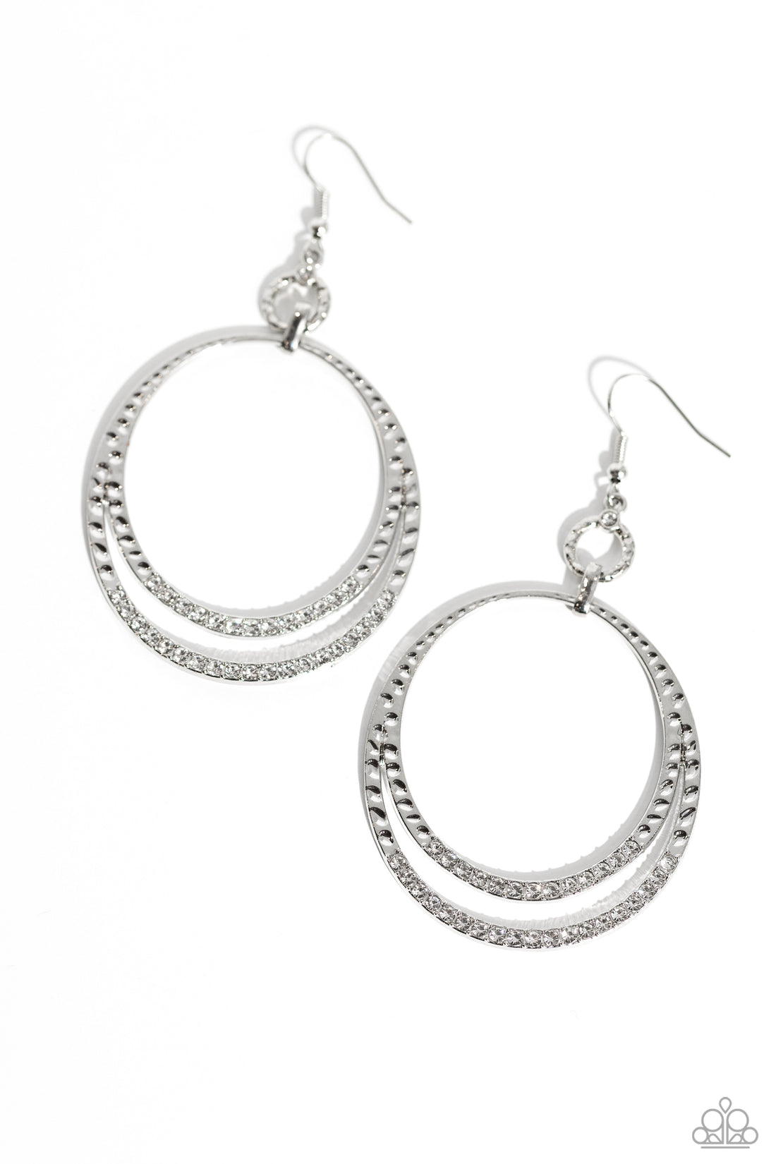 SPIN YOUR HEELS - WHITE EARRINGS – PAPARAZZI - 1305