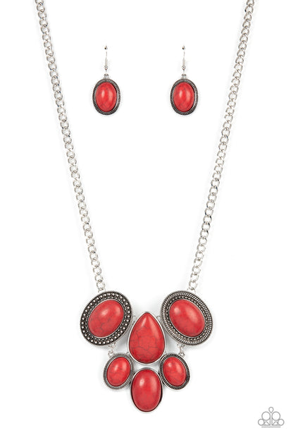 ALL-NATURAL NOSTALAGIA - RED NECKLACE - PAPARAZZI - 1821