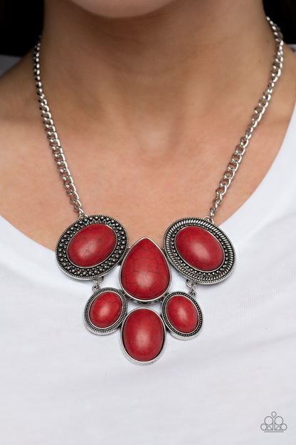 ALL-NATURAL NOSTALAGIA - RED NECKLACE - PAPARAZZI - 1821