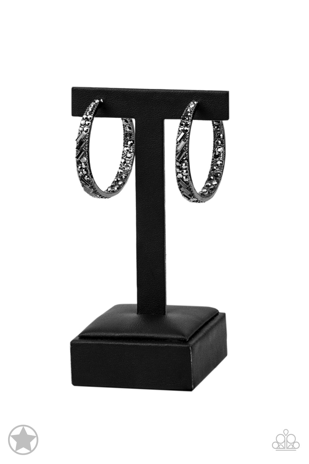 GLITZY BY ASSOCIATION - BLACK HOOP EARRINGS - PAPARAZZI – 1287