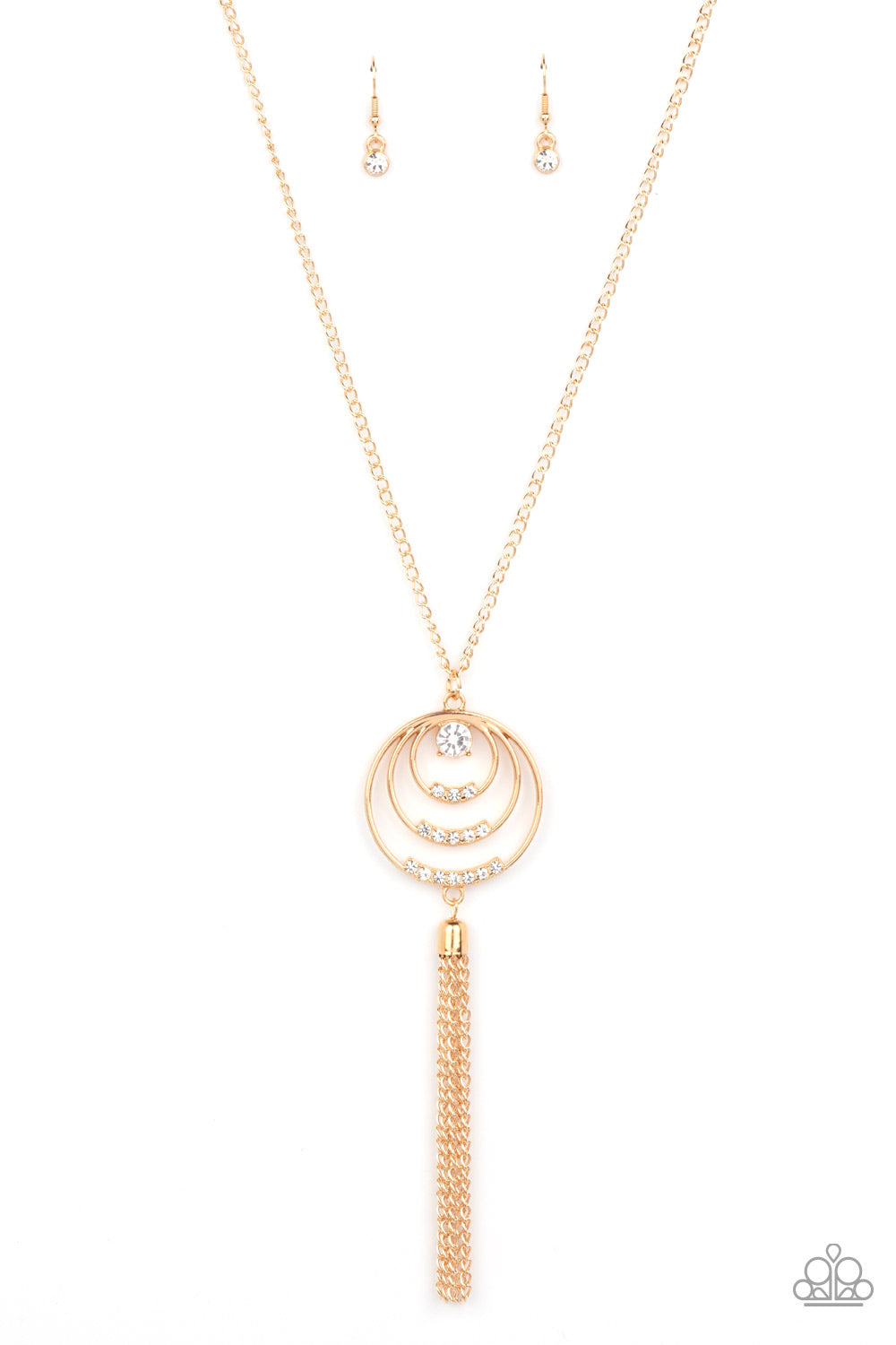 SPIRALING SPARKLE - GOLD NECKLACE - PAPARAZZI - 1835