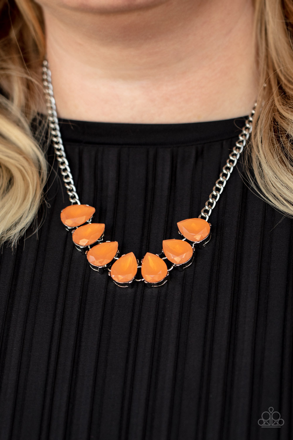 ABOVE THE CLOUDS - ORANGE NECKLACE - PAPARAZZI - 1754