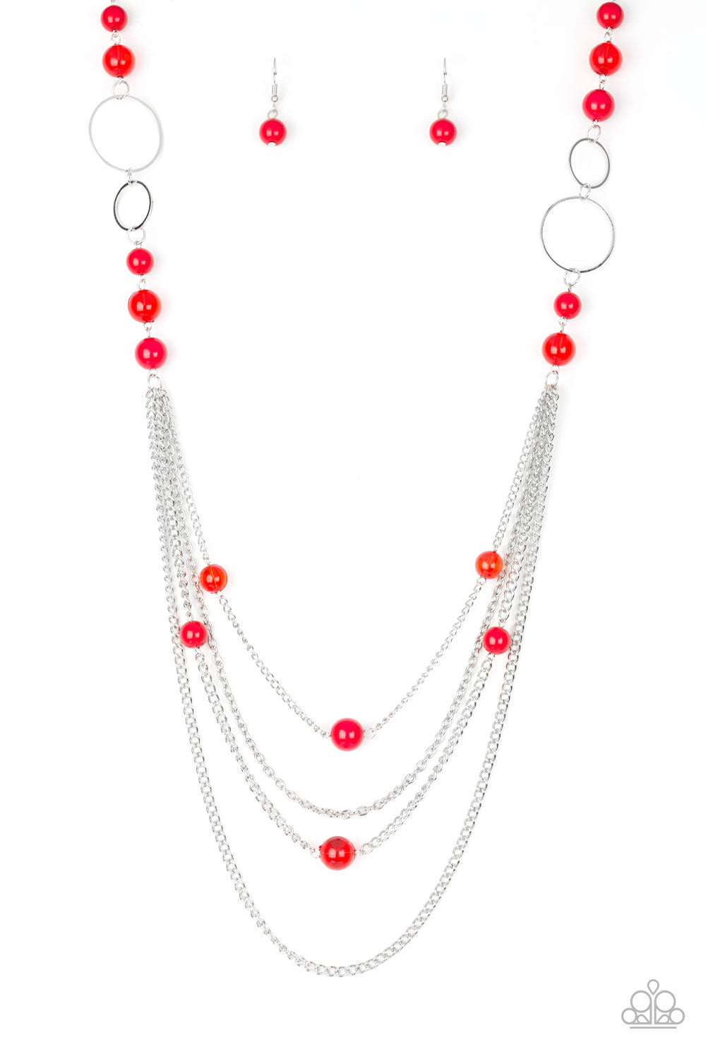 BUBBLY BRIGHT - RED LONG NECKLACE - PAPARAZZI - 1757