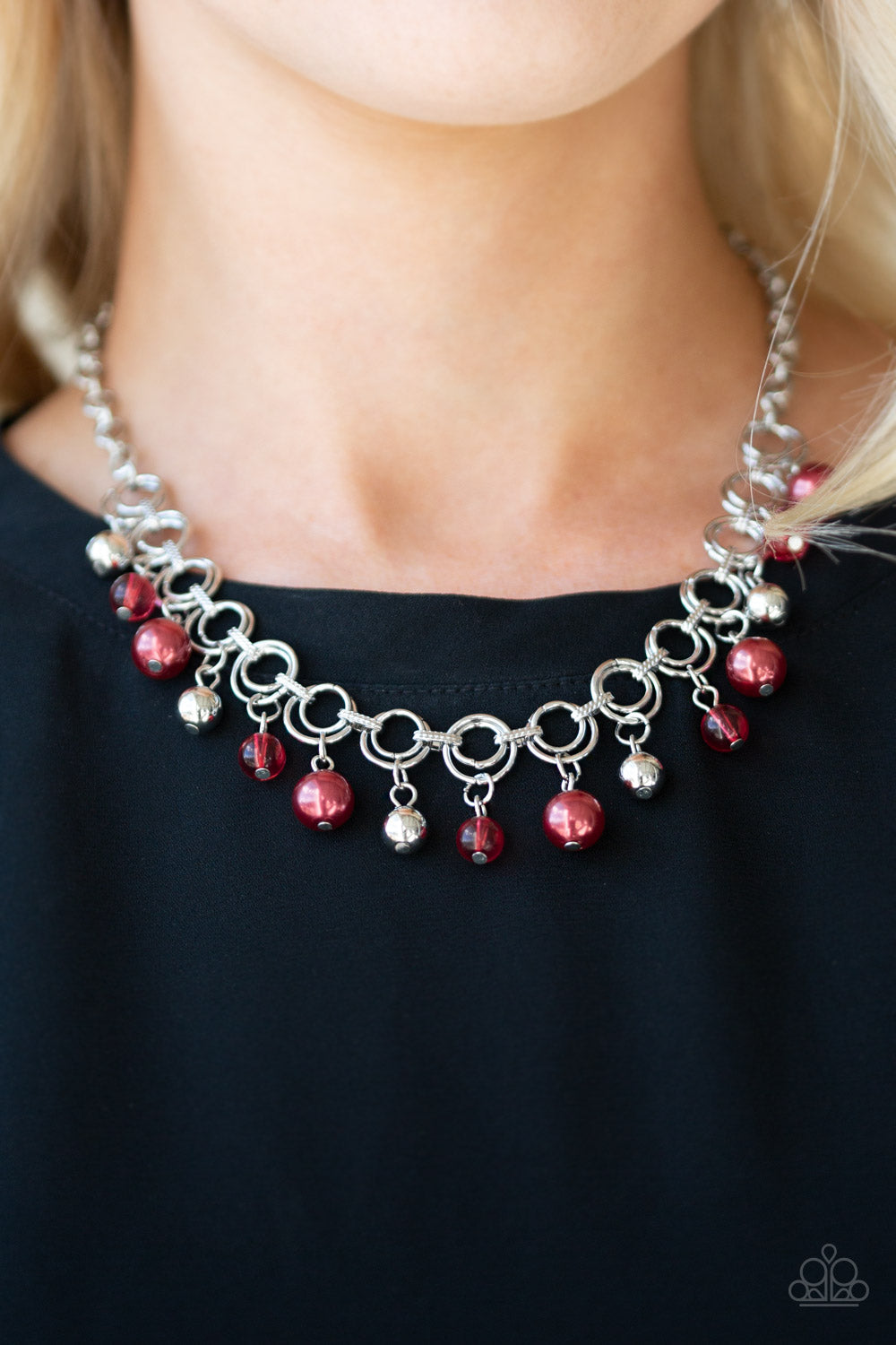 FIERCELY FANCY - RED NECKLACE - PAPARAZZI - 1777