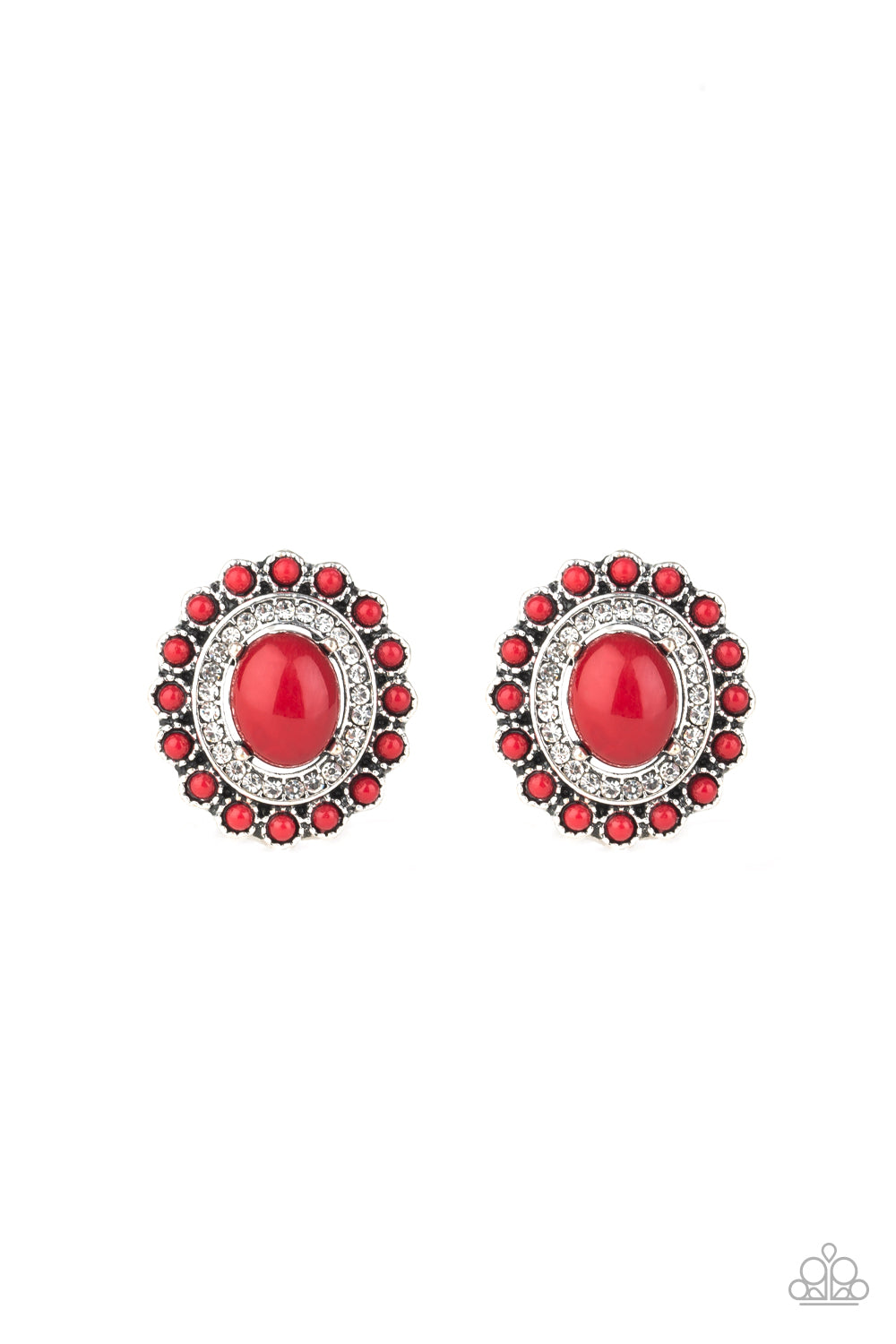 FLORAL FLAMBOYANCE - RED EARRINGS - PAPARAZZI