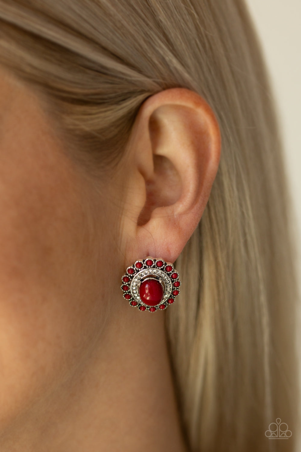 FLORAL FLAMBOYANCE - RED EARRINGS - PAPARAZZI