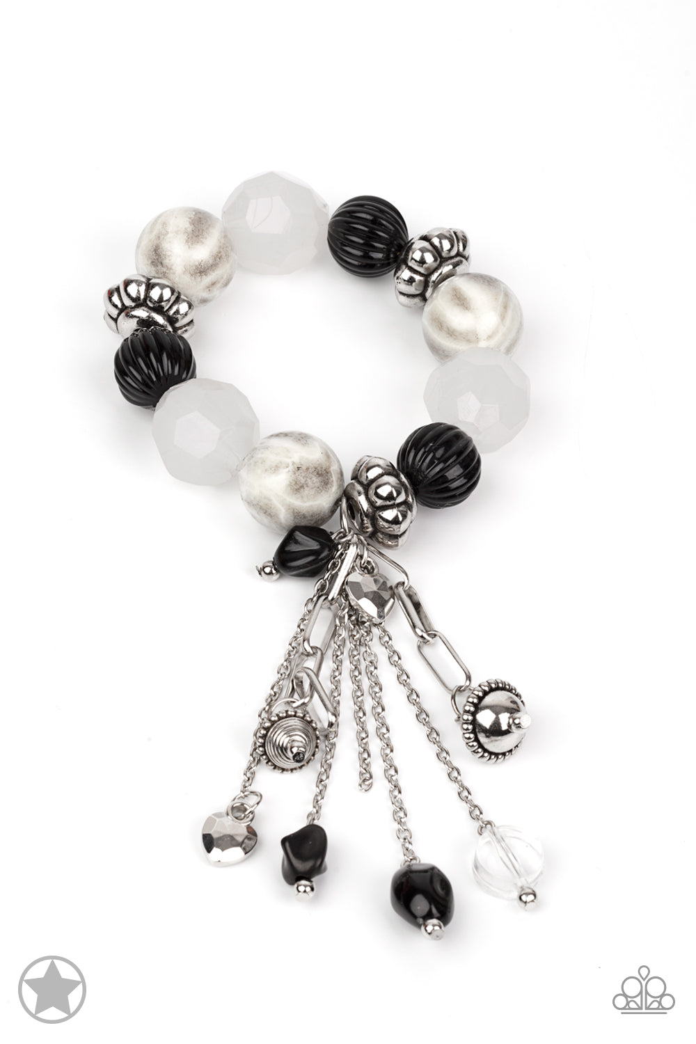 LIGHTS, CAMERA, ACTION - SILVER & WHITE BRACELET - PAPARAZZI - 1116