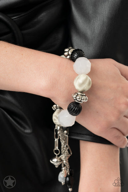 LIGHTS, CAMERA, ACTION - SILVER &amp; WHITE BRACELET - PAPARAZZI - 1116