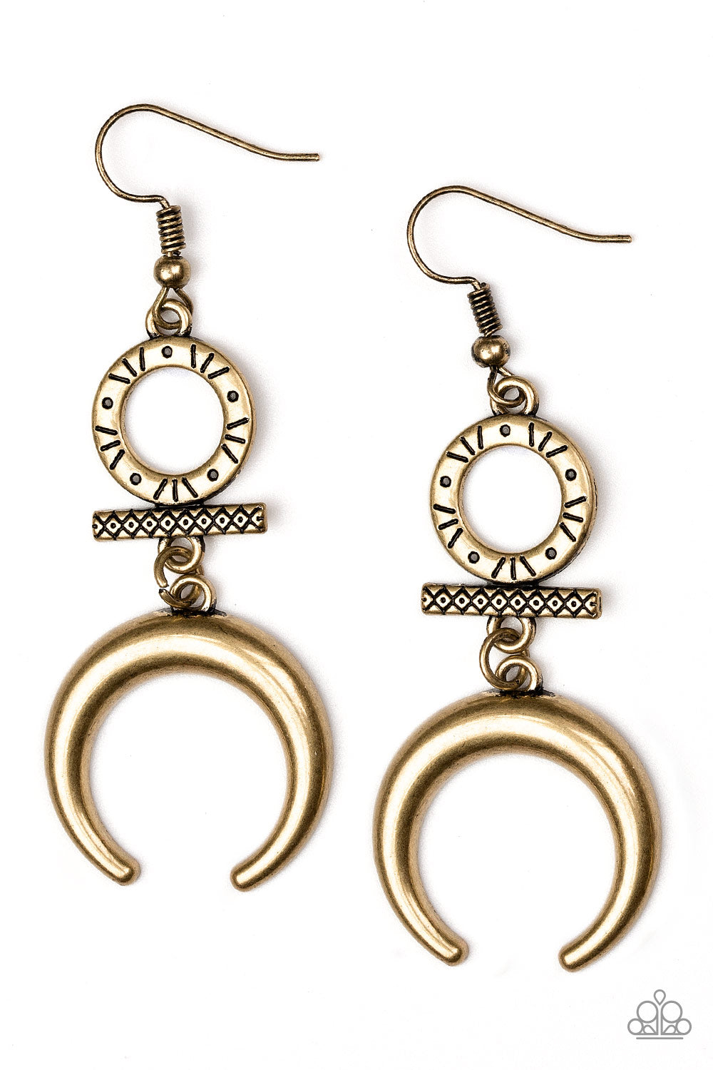 MAJESTICALLY MOON CHILD - BRASS EARRINGS - PAPARAZZI