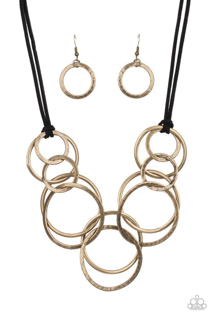 SPIRALING OUT OF COUTURE - BRASS NECKLACE - PAPARAZZI