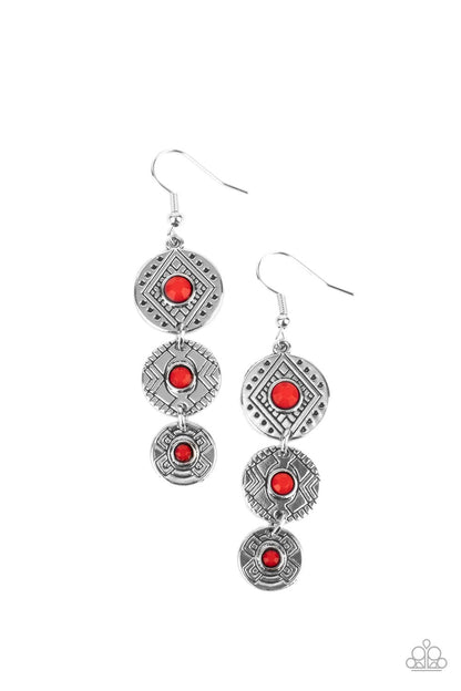 TOTEM TEMPTRESS - RED EARRINGS - PAPARAZZI