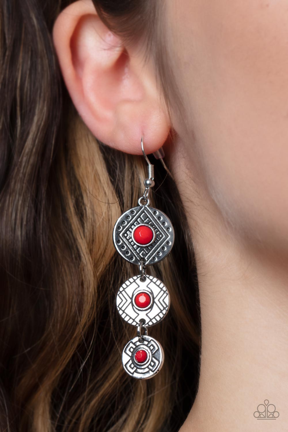 TOTEM TEMPTRESS - RED EARRINGS - PAPARAZZI