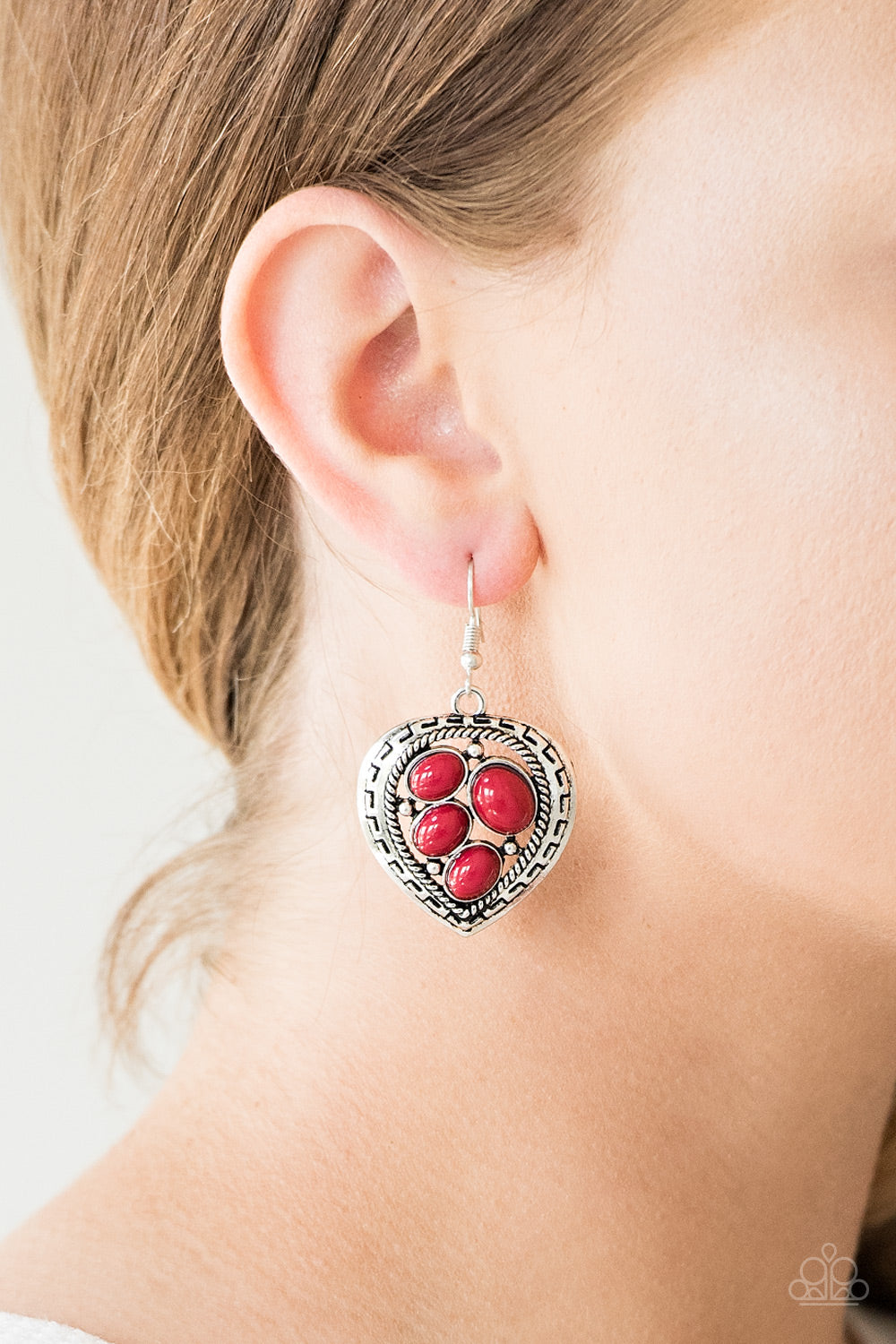 WILD HEART WONDER - RED EARRINGS - PAPARAZZI